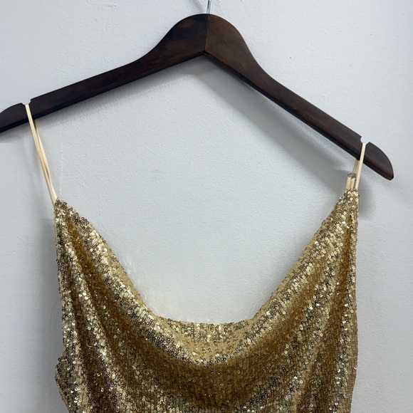 NWT ITMFL Glamorous Gold Sequin Maxi Dress - Picture 9 of 9